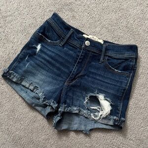 Hollister Dark Blue Distressed Jean Shorts
